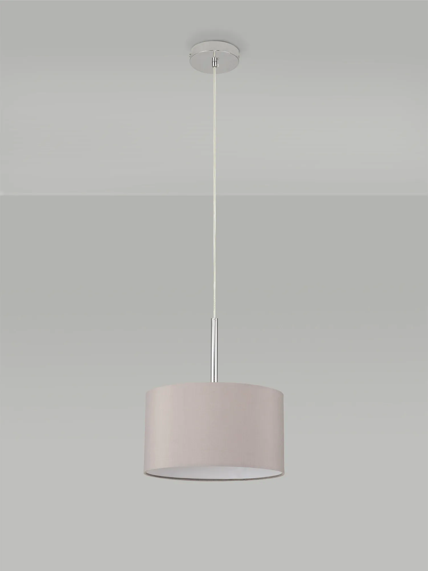 Baymont 30cm Pendant 1 Light Polished Chrome, Grey DK0126  Deco Baymont CH GR